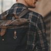 Waxed Cotton Canvas and Leather Backpack Rucksack - Menswear Denim Rugged Style Outfit - The Farnborough in Graphite by Oldfield