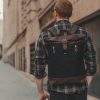 Waxed Cotton Canvas and Leather Backpack Rucksack - Menswear Denim Rugged Style Outfit - The Farnborough in Graphite by Oldfield