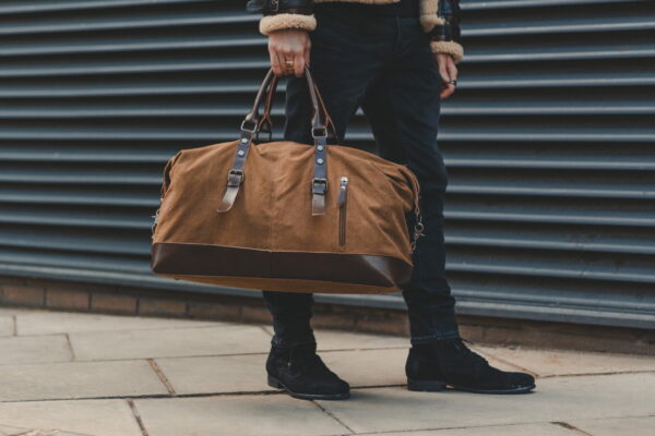 Cotton Canvas and Man Made Vegan Leather Weekender Bag - Menswear Denim Rugged Style Outfit - The Ashdown by Oldfield