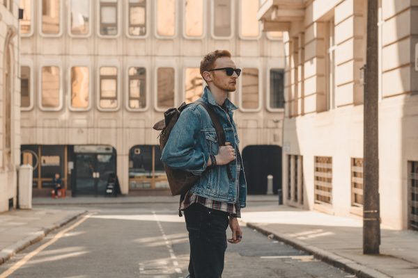 Waxed Cotton Canvas and Leather Backpack Rucksack - Menswear Denim Rugged Style Outfit - The Farnborough in Moss by Oldfield