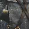 Waxed Cotton Canvas and Leather Backpack Rucksack - Menswear Denim Rugged Style Outfit - The Harlington in Slate by Oldfield
