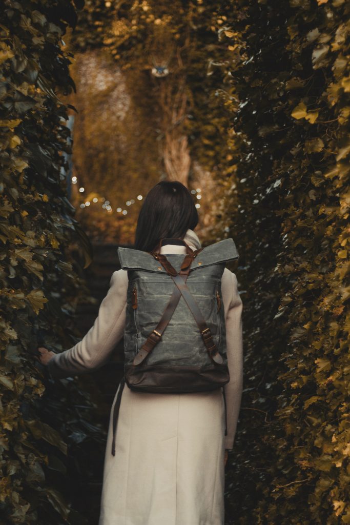Waxed Cotton Canvas and Leather Backpack Rucksack - Women's Ladies Girls Backpack - Gemma InkSmudge Journals, Liverpool - The Harlington Backpack in Slate by Oldfield
