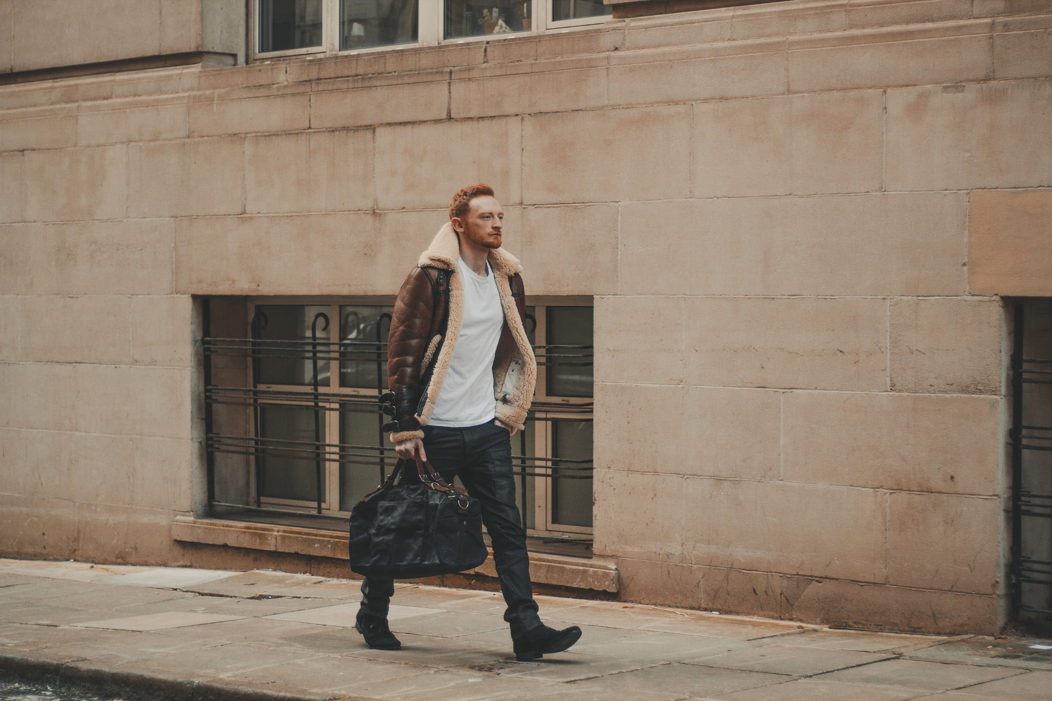 Waxed Cotton Canvas and Leather Duffle Bag Weekender Holdall - Menswear Denim Rugged Style Outfit - The Harkbridge in Graphite by Oldfield