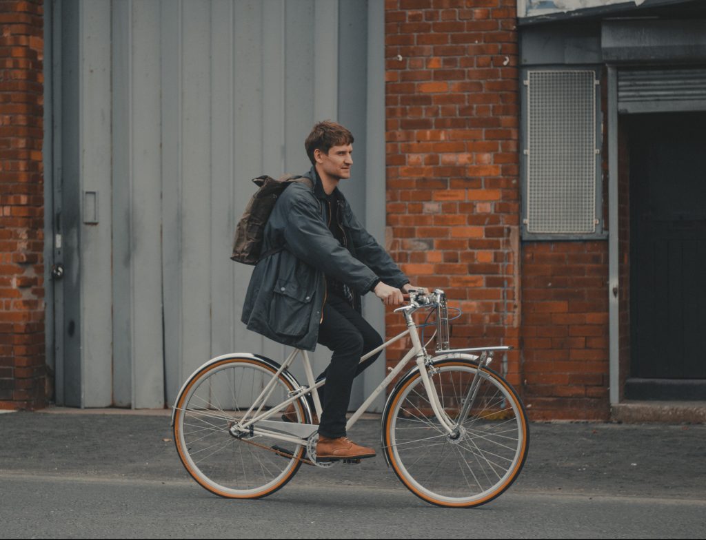 Waxed Cotton Canvas and Leather Backpack Rucksack - Cycling Style City Commuter Holdall - The Farnborough in Moss by Oldfield - Bicycle by Ten Street Cycles Liverpool