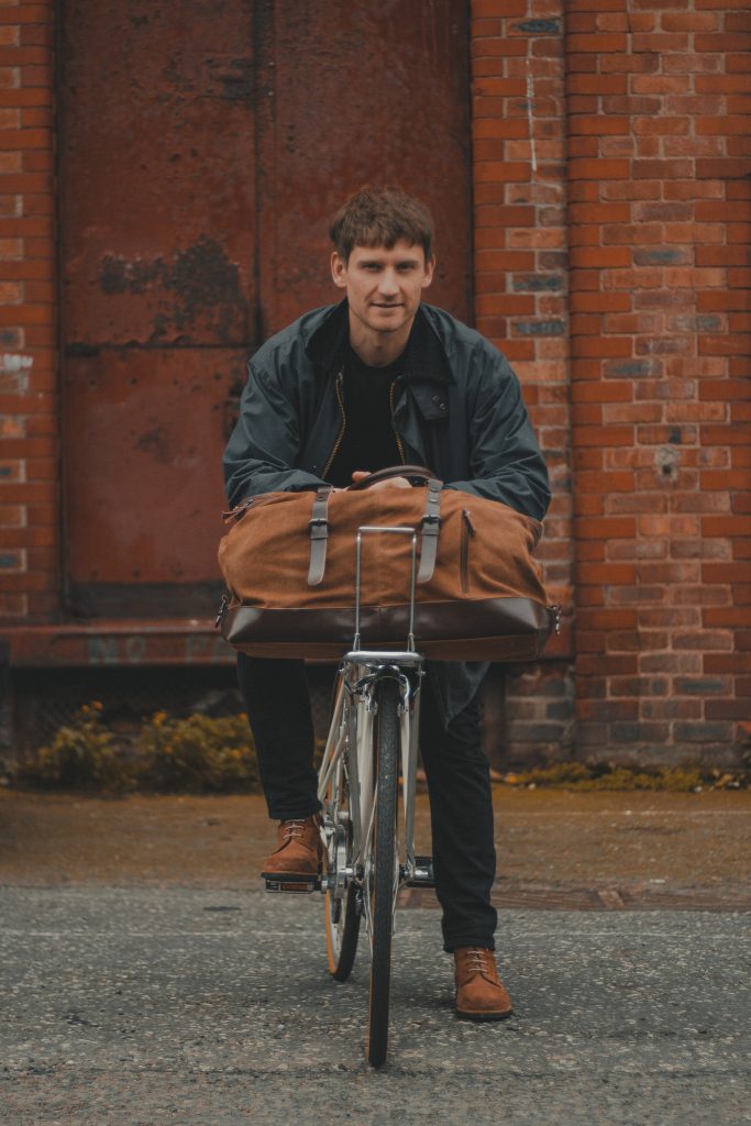 Cotton Canvas and Man Made Vegan Leather Weekender Bag - Cycling Style City Commuter Holdall - The Ashdown by Oldfield - Bicycle by Ten Street Cycles Liverpool