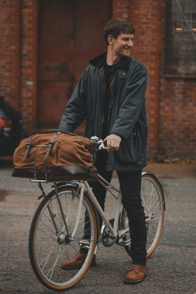 Cotton Canvas and Man Made Vegan Leather Weekender Bag - Cycling Style City Commuter Holdall - The Ashdown by Oldfield - Bicycle by Ten Street Cycles Liverpool