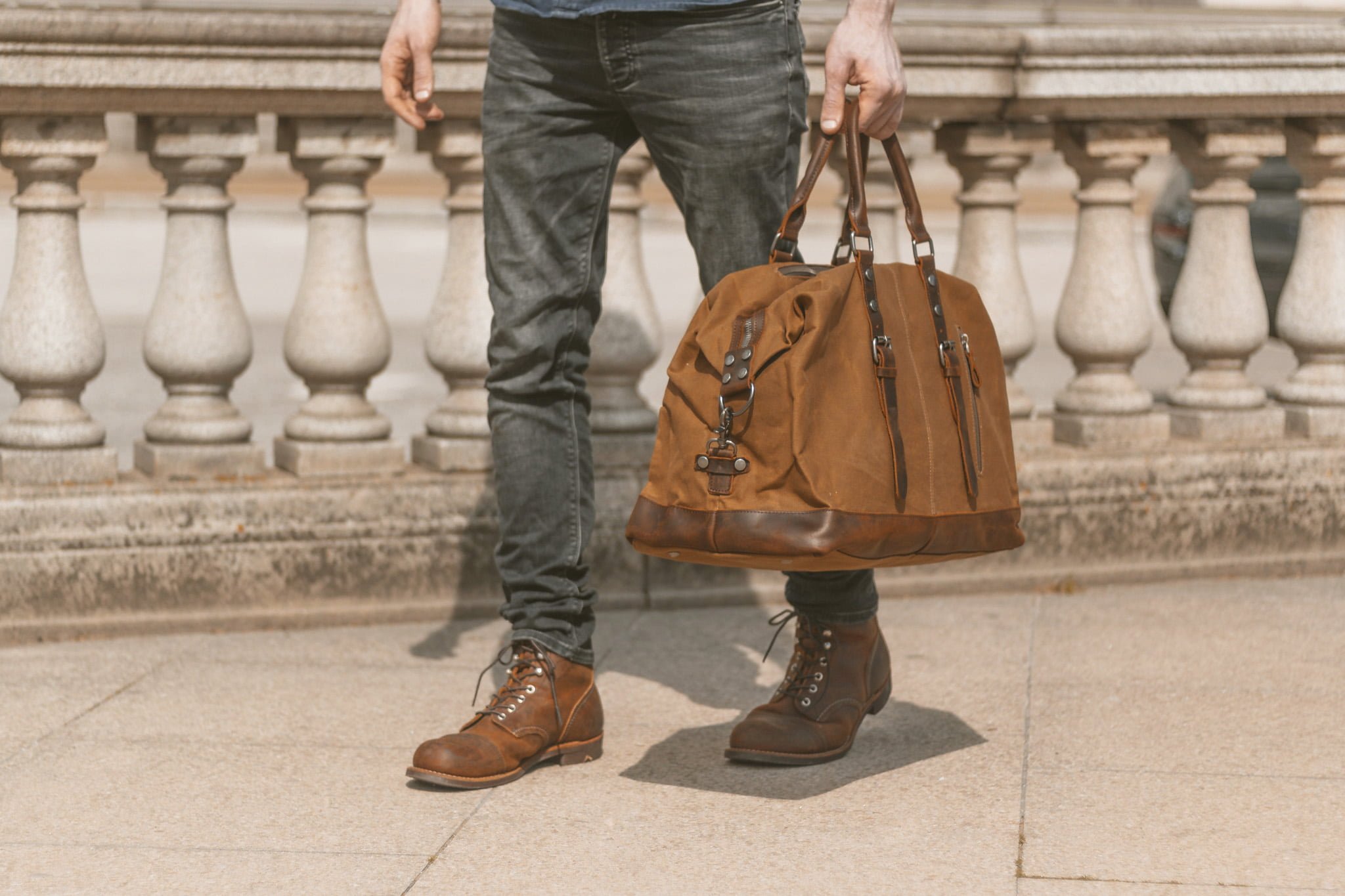 The Weekender - Waxed Canvas Leather Duffel – Western Leather