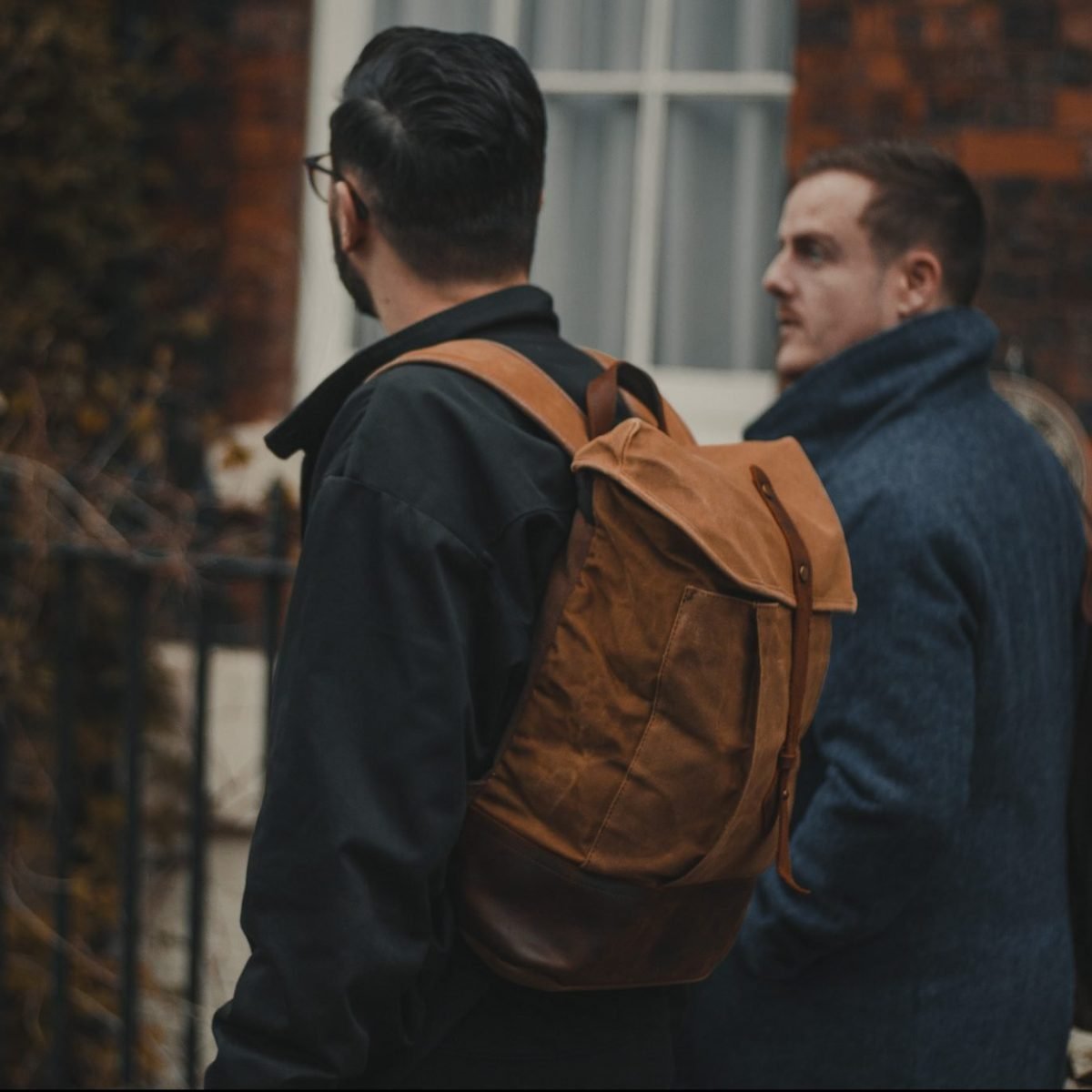 Waxed Cotton Canvas and Leather Backpack Rucksack - Menswear Denim Rugged Style Outfit - Waxed Canvas & Leather Backpacks by Oldfield - Jamie McIlhatton Warren Norton Wylde Coffee Liverpool Heswall