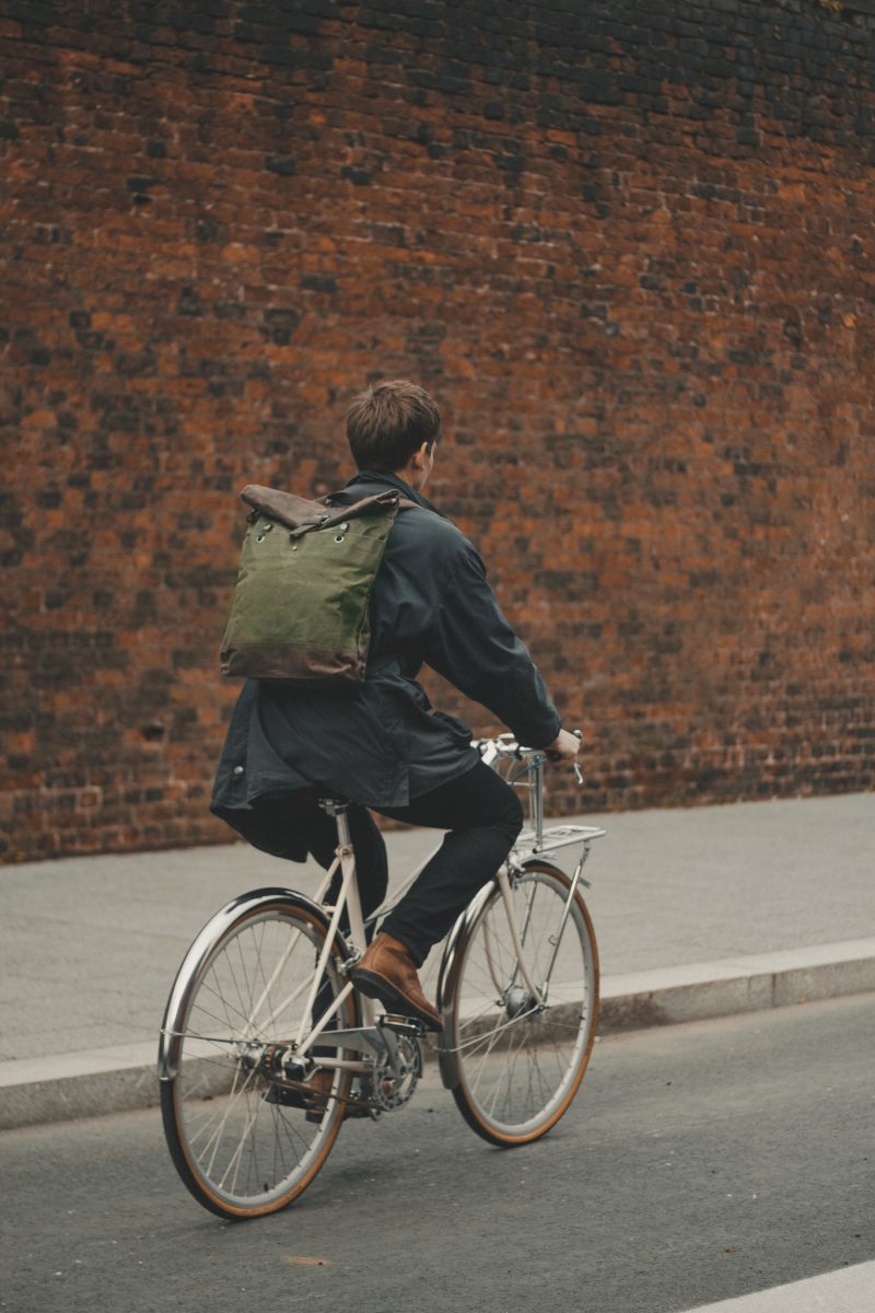 Waxed Canvas Backpack & Leather Rolltop Rucksack - Commuter Laptop Backpack - Menswear Denim Rugged Style Outfit - The Farnborough in Moss by Oldfield