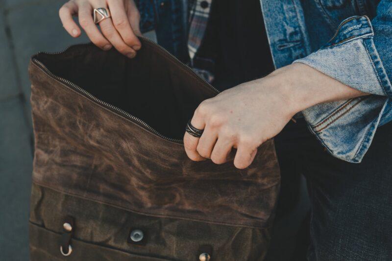Waxed Cotton Canvas and Leather Backpack Rucksack - Menswear Denim Rugged Style Outfit - The Farnborough in Moss by Oldfield