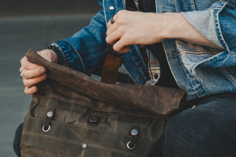 Waxed Cotton Canvas and Leather Backpack Rucksack - Menswear Denim Rugged Style Outfit - The Farnborough in Moss by Oldfield