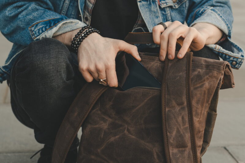 Waxed Cotton Canvas and Leather Backpack Rucksack - Menswear Denim Rugged Style Outfit - The Farnborough in Moss by Oldfield