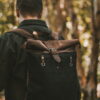 Waxed Cotton Canvas and Leather Backpack Rucksack - Menswear Denim Rugged Style Outfit - The Farnborough in Graphite by Oldfield