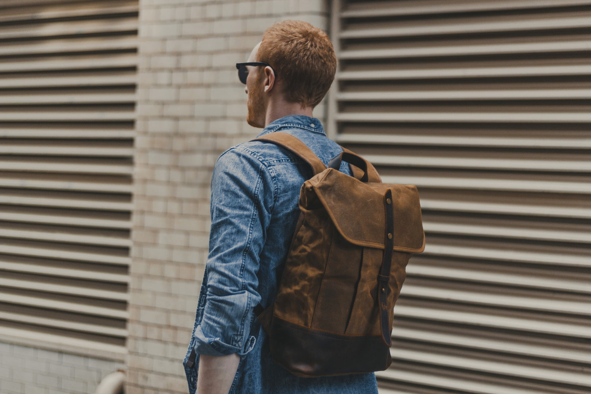 Rugged Vintage-Style Graphite Canvas & Leather Backpack, In stock!
