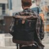 Waxed Cotton Canvas and Leather Backpack Rucksack - Menswear Denim Rugged Style Outfit - The Farnborough in Graphite by Oldfield