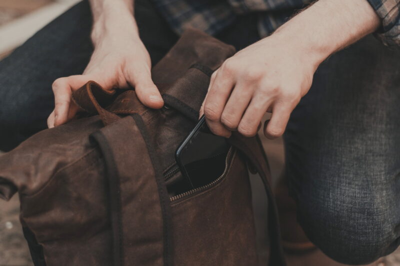 Waxed Cotton Canvas and Leather Backpack Rucksack - Menswear Denim Rugged Style Outfit - The Farnborough in Graphite by Oldfield
