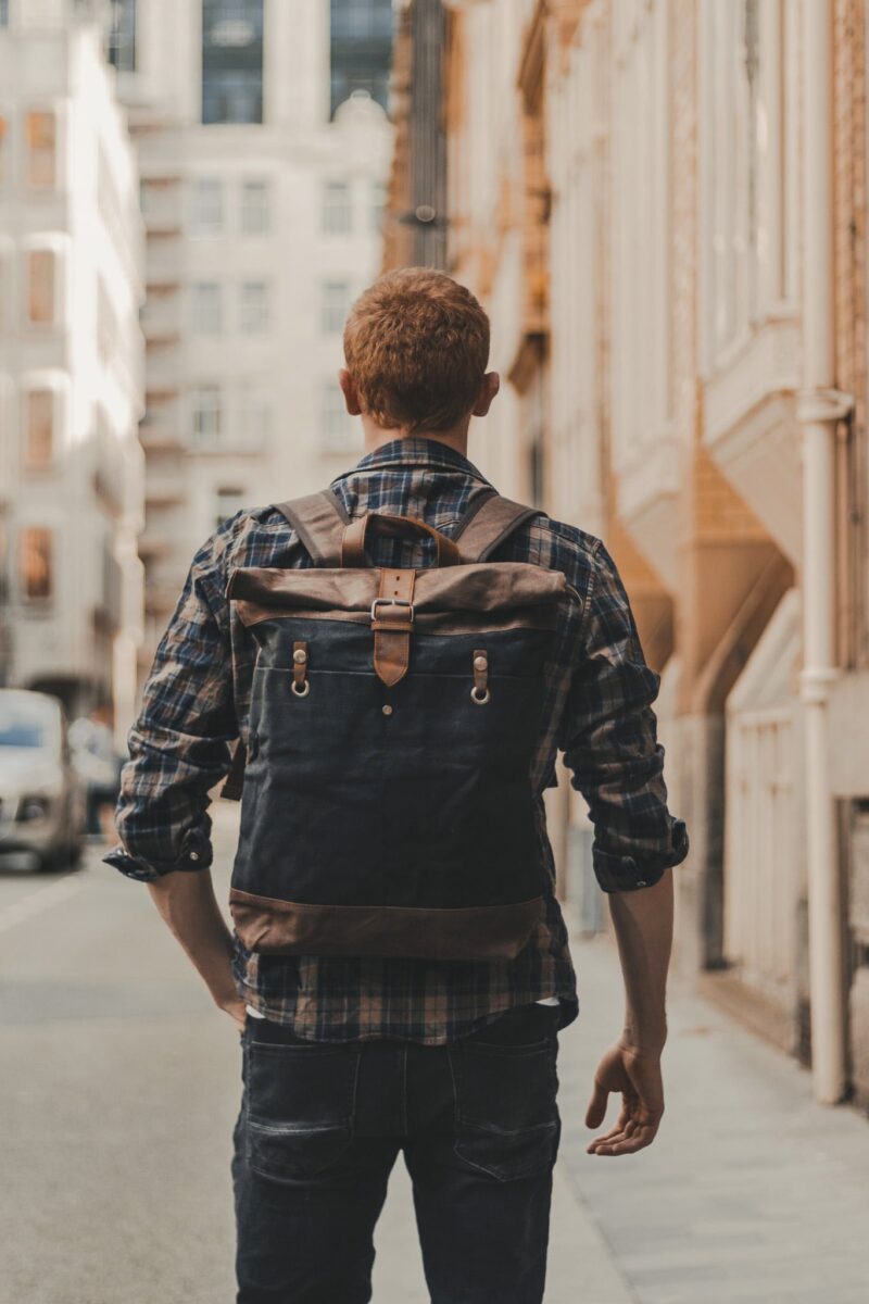 Waxed Cotton Canvas and Leather Backpack Rucksack - Menswear Denim Rugged Style Outfit - The Farnborough in Graphite by Oldfield