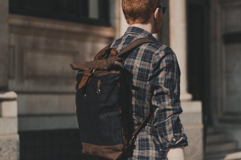 Waxed Cotton Canvas and Leather Backpack Rucksack - Menswear Denim Rugged Style Outfit - The Farnborough in Graphite by Oldfield