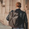 Waxed Cotton Canvas and Leather Backpack Rucksack - Menswear Denim Rugged Style Outfit - The Harlington in Slate by Oldfield