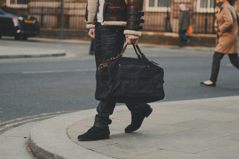 Waxed Cotton Canvas and Leather Duffle Bag Weekender Holdall - Menswear Denim Rugged Style Outfit - The Harkbridge in Graphite by Oldfield Waxed Cotton Canvas and Leather Duffle Bag Weekender Holdall - Menswear Denim Rugged Style Outfit - The Harkbridge in Graphite by Oldfield