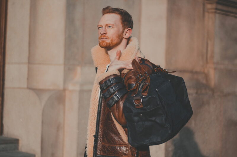Waxed Cotton Canvas and Leather Duffle Bag Weekender Holdall - Menswear Denim Rugged Style Outfit - The Harkbridge in Graphite by Oldfield Waxed Cotton Canvas and Leather Duffle Bag Weekender Holdall - Menswear Denim Rugged Style Outfit - The Harkbridge in Graphite by Oldfield