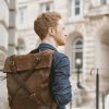 Waxed Cotton Canvas and Leather Backpack Rucksack - Menswear Denim Leather Boots Heritage Rugged Style Flatlay - The Harlington in Sandstone by Oldfield