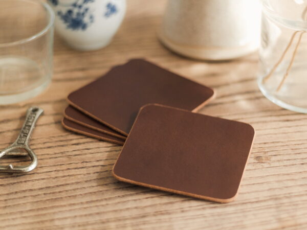 Leather Coffee Beer Wine Whisky Glass Coasters - Luxury Premium Grade Leather - Home Design Decor - Buttero Leather Drinks Coasters by Oldfield
