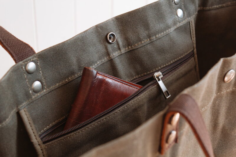 Waxed Cotton Canvas and Leather Tote Bag - Rugged Weatherproof Shoulder Hand Bag Tote - The Brierley Tote in Moss Green by Oldfield