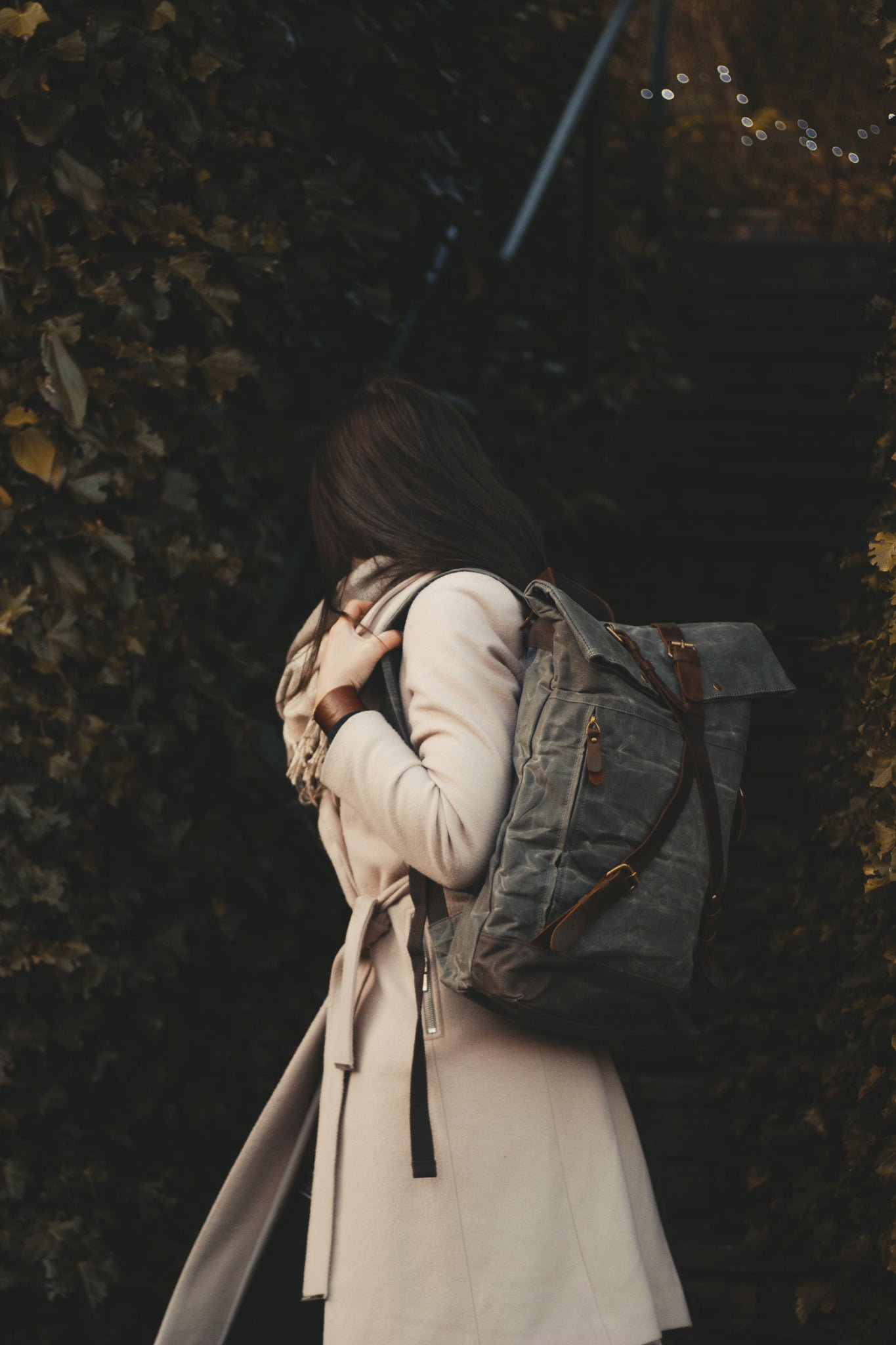 Waxed Cotton Canvas and Leather Backpack Rucksack - Women'sLadies Girls Backpack - Gemma InkSmudge Journals, Liverpool - The Harlington Backpack in Slate by Oldfield