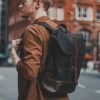 Waxed Cotton Canvas and Leather Backpack Rucksack - Menswear Denim Rugged Style Outfit - The Kingston in Graphite by Oldfield