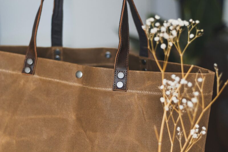 Waxed Cotton Canvas and Leather Tote Bag - Rugged Weatherproof Shoulder Hand Bag Tote - The Brierley Tote in Moss Green by Oldfield
