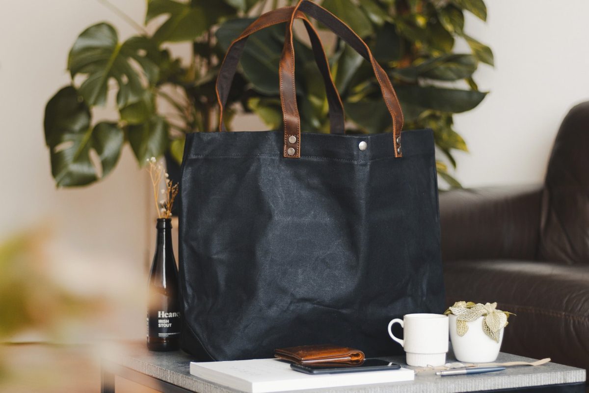 Waxed Cotton Canvas and Leather Tote Bag - Rugged Weatherproof Shoulder Hand Bag Tote - The Brierley Tote in Graphite Black by Oldfield