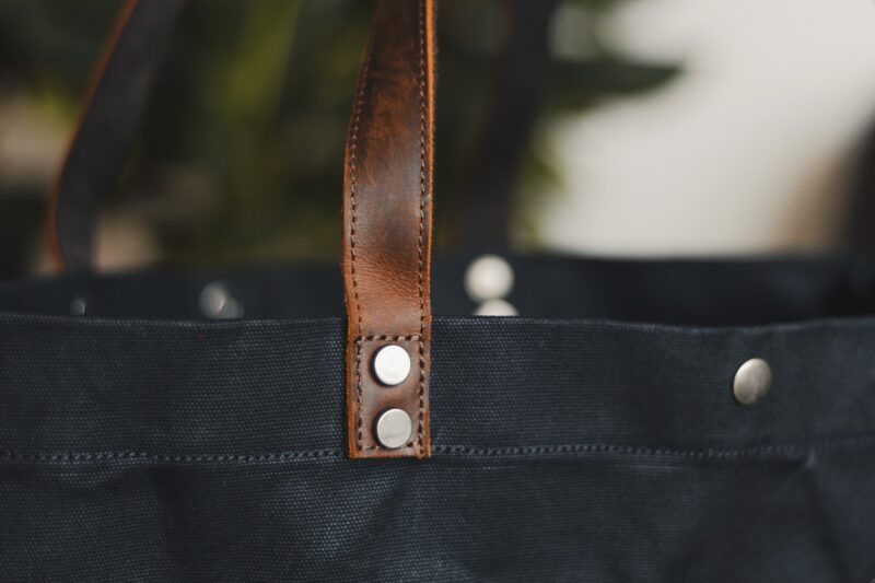 Waxed Cotton Canvas and Leather Tote Bag - Rugged Weatherproof Shoulder Hand Bag Tote - The Brierley Tote in Graphite Black by Oldfield